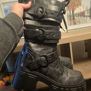 Killstar Black Buckled Combat Boots